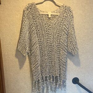 Chico's Blue and White Knit Sweater